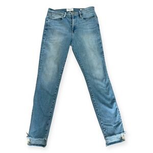 Frame Denim Le High Skinny Jeans Women's Size‎ 30 Light Wash Zip Hem Raw Edge
